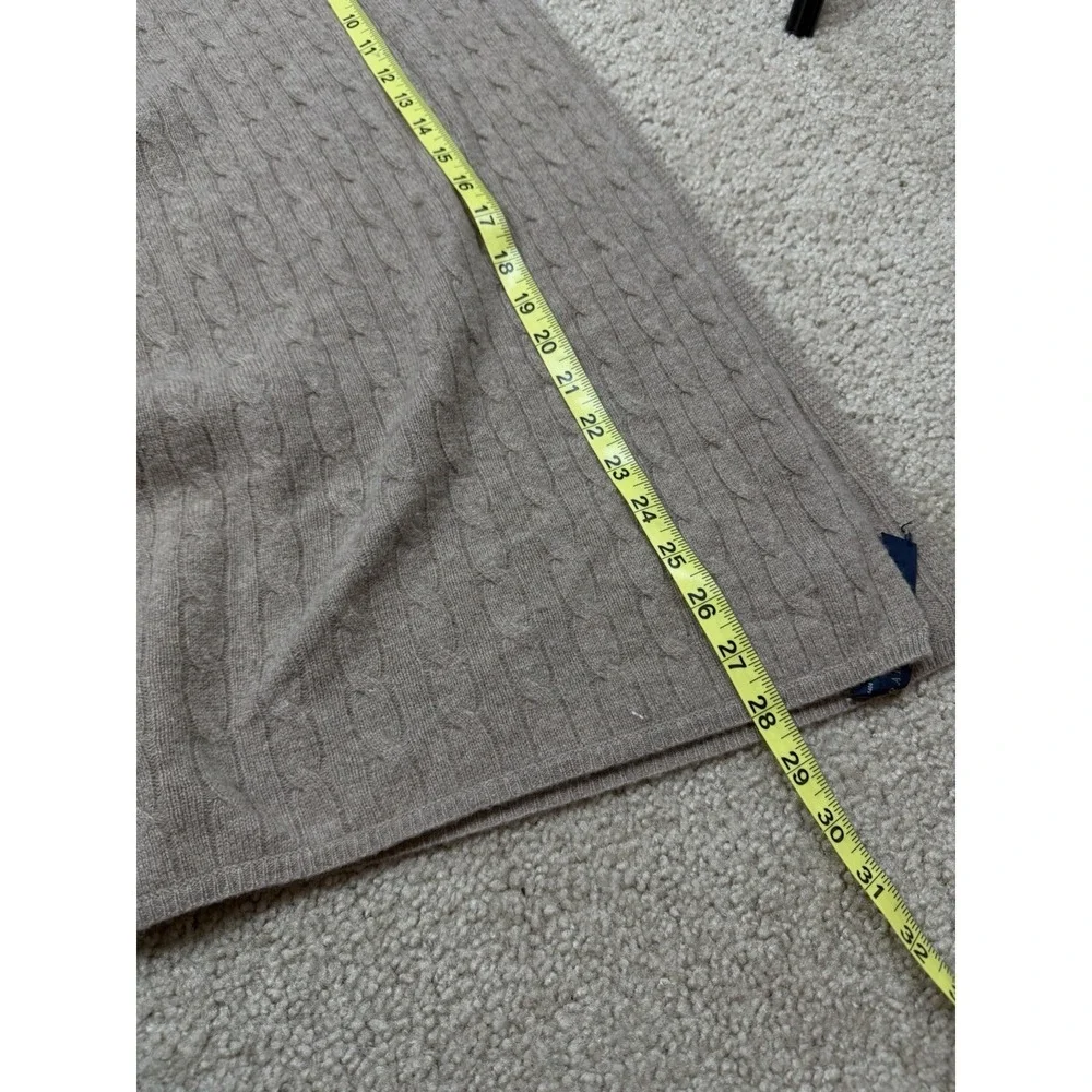 Ralph Lauren 100% Cashmere Cable Knit Blanket Throw Wrap 43x56 + Pillow Tan‎ Set